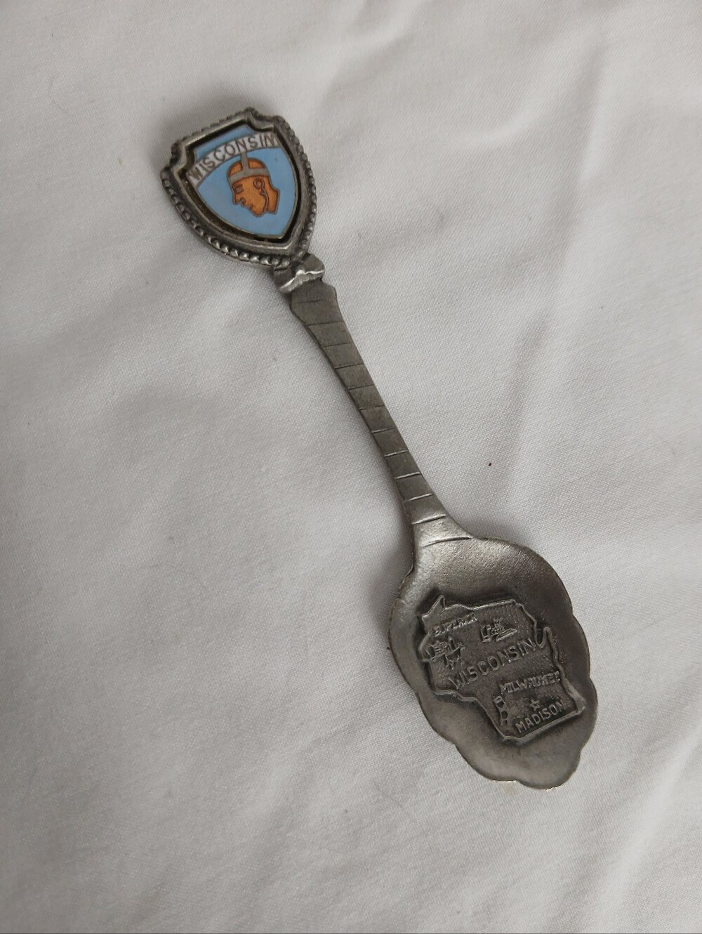 Vintage Pewter Collectable Wisconsin Souvenir Spoon